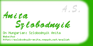anita szlobodnyik business card